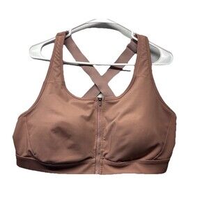 Duluth Trading Co Sports Bra Mauve Pink Hellrassiere Zip Front Size 18 SUPPORT